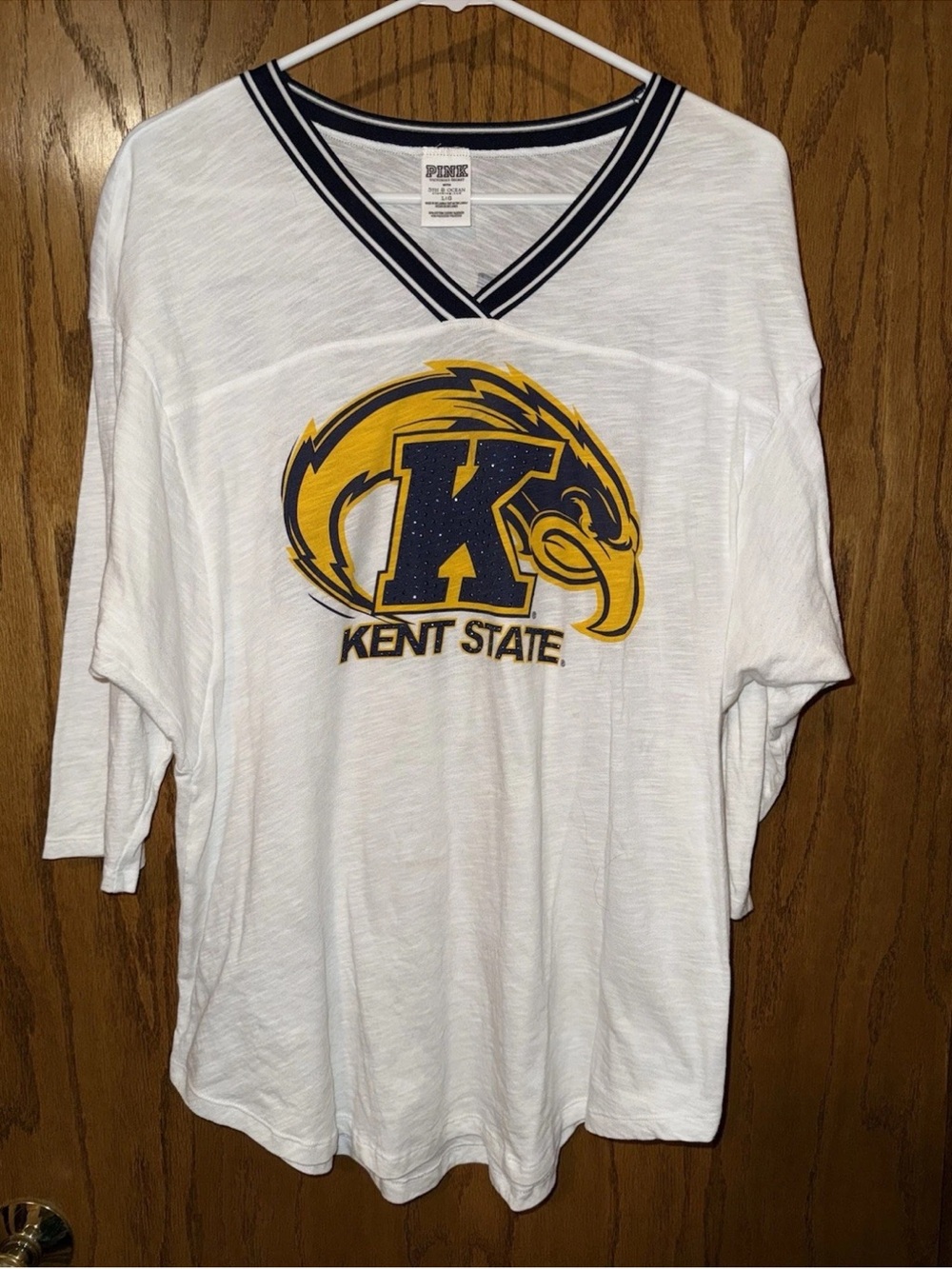 Victoria’s Secret PINK Kent State Bling V-Neck Shirt- Size Large